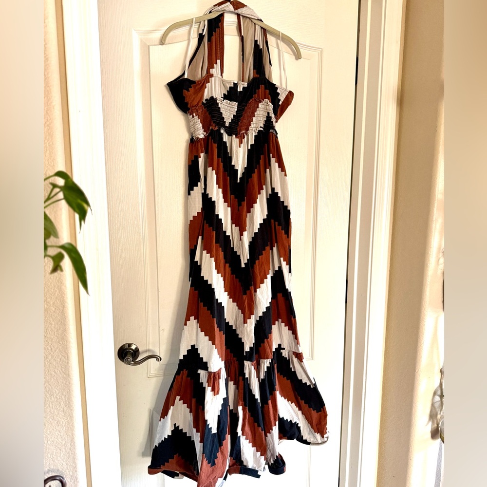 Anthropologie PLENTY by TRACY REESE Halter Maxi Dress - Chevron Size Medium - Picture 3 of 10